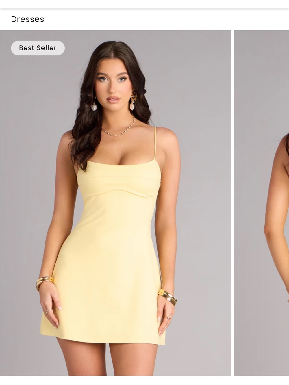 Sweet Agenda A-Line Mini Dress Yellow Spaghetti-Strap Mini Dress